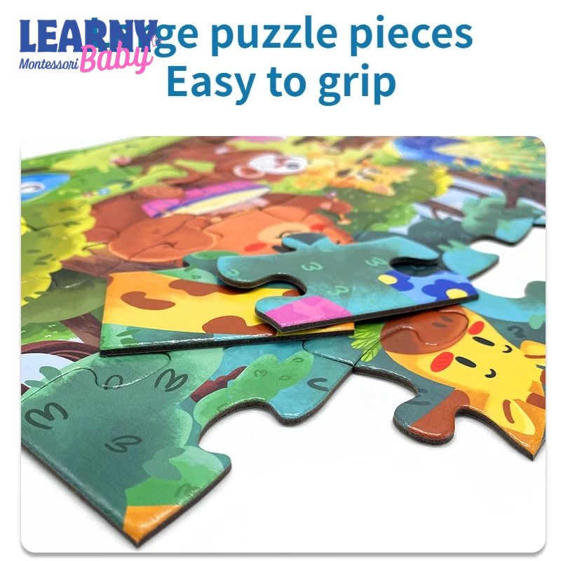 36-Piece Kids Jigsaw Puzzle Set with Carrying Case, Large Paper Puzzle Pieces, Early Learning Educational Toy for Ages 3-6