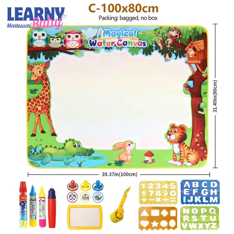 Magic Water Drawing Mat with Reusable Magic Pens Doodle Montessori Painting Board Educational Toys Kids Gifts