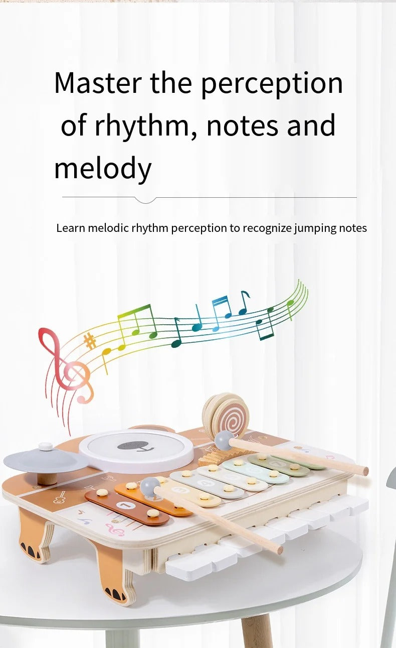 Bear Piano Percussion Station, Wooden Musical Educational Toy,For Toddlers 1–4 Years