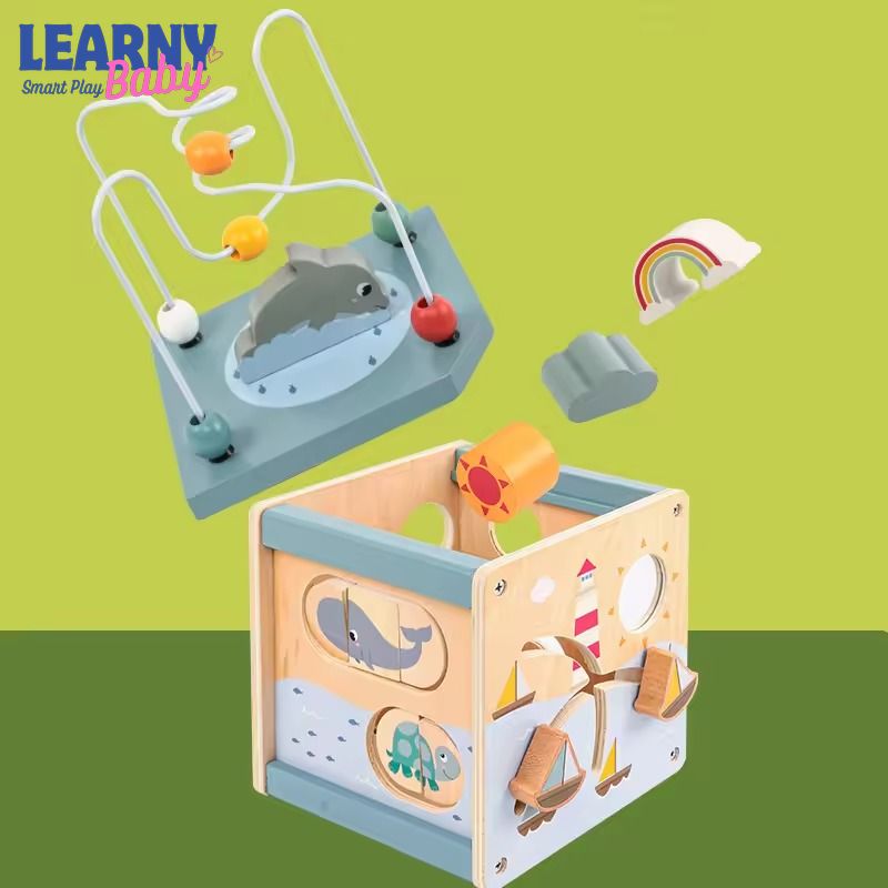 Baby Sensory Learning Toy with Shape Sorter, Bead Maze & Fine Motor Activities (6–12 Months+)