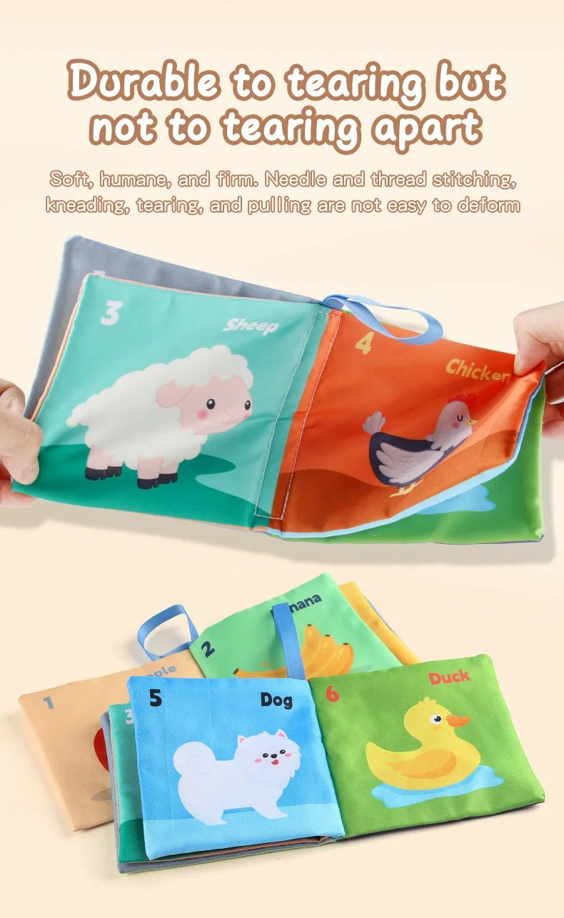 Montessori Soft Sensory Baby Book 3D Touch & Feel, High Contrast Cloth Book, Early Learning Toy LBBB01