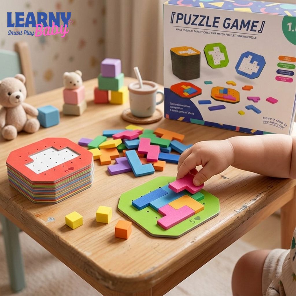Colorful Wooden Geometry Jigsaw Board – Logical Thinking & Brain Training Toy (Ages 4+)