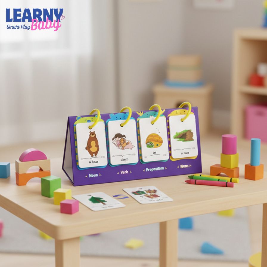 Sentence-Making Flip Chart – Educational Tool for Building Vocabulary, Special Education Speech Therapy, 80 Cards with 40 Sentences for Kids