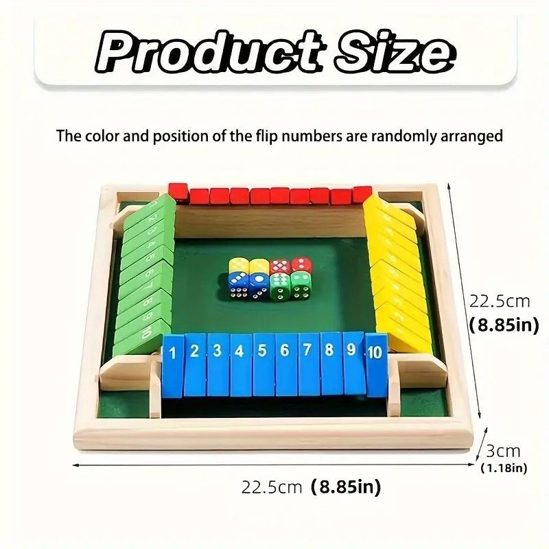 Shut The Box Wooden Dice Board Game, Classic Number Flap Game for 2–4 Players, Family and Party Game for Kids & Adults
