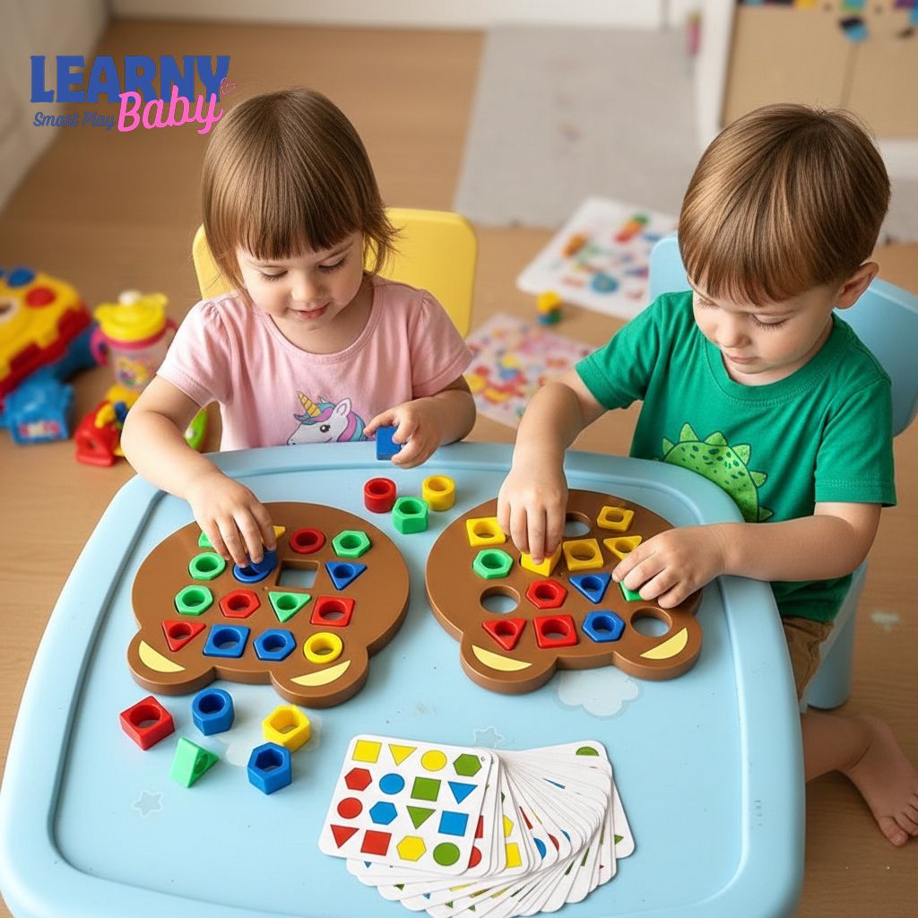 Montessori Wooden Shape Sorting Puzzle for Toddlers, Geometric Matching Educational Toy for Cognitive Learning and Fine Motor Skills