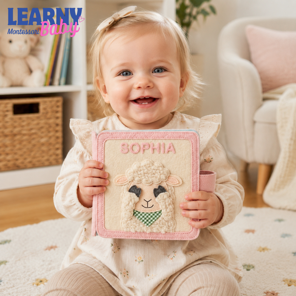 Personalized Felt Quiet Book, Handmade Toddler Busy Book, Montessori Sensory Activity Book, Baby Learning Toy Gift QBLB57