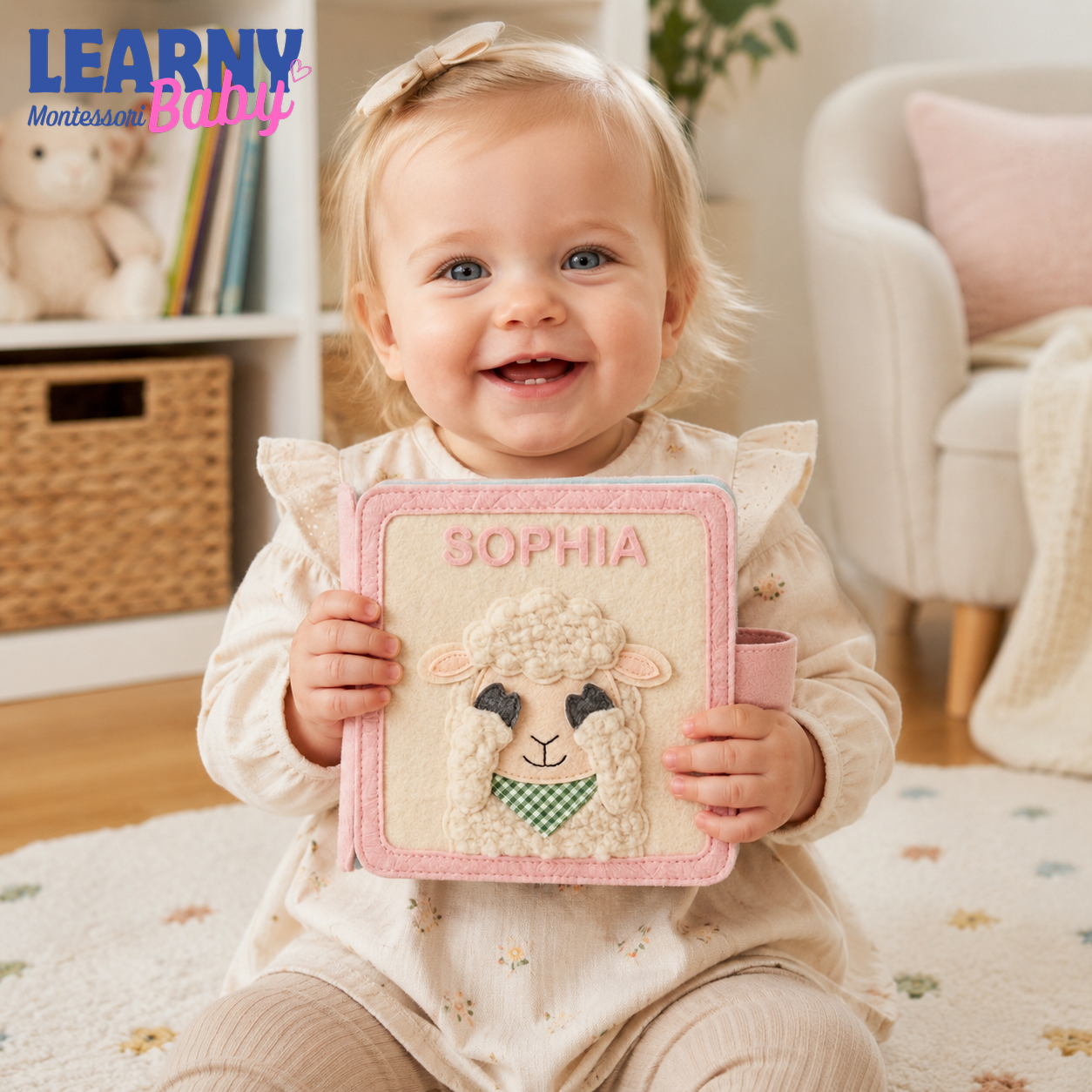 Personalized Felt Quiet Book, Handmade Toddler Busy Book, Montessori Sensory Activity Book, Baby Learning Toy Gift QBLB57