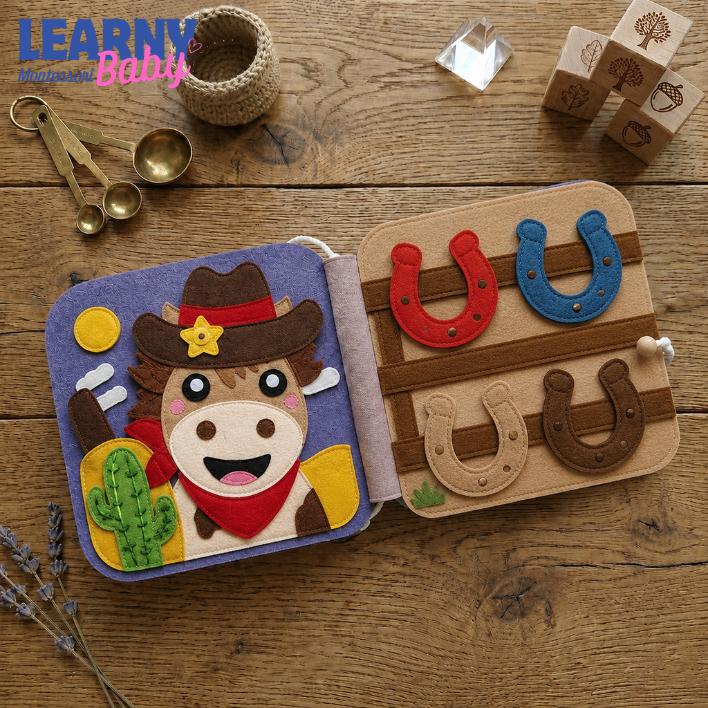 Personalized Cowboy Busy Book for Toddler, Felt Quiet Book, Montessori Activity Book, Baby Boy Western Toy, 1st Birthday Gift QBLB52