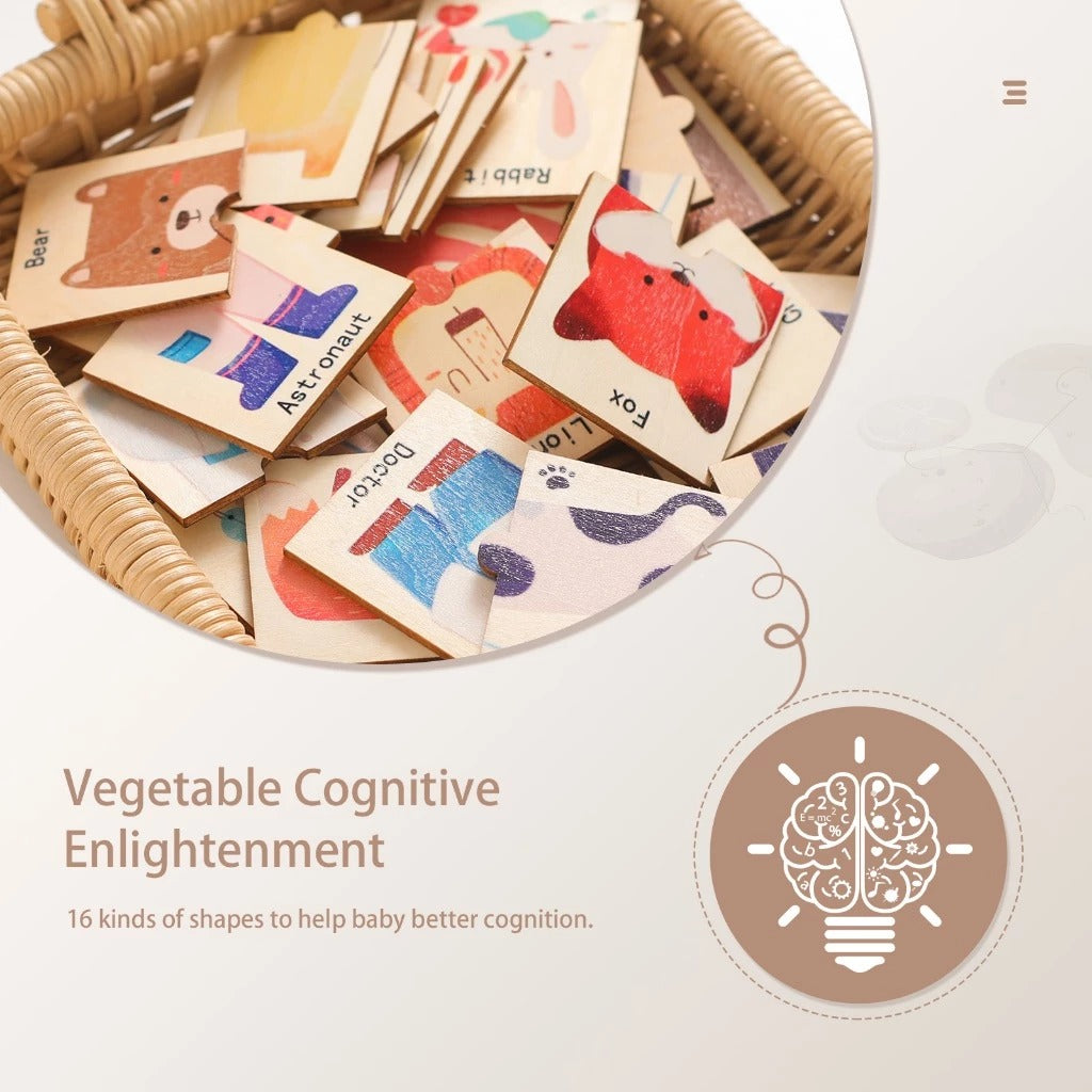 Montessori Wooden Rotating Animal Puzzle – Educational Logic Toy for Toddlers 2–5 Years