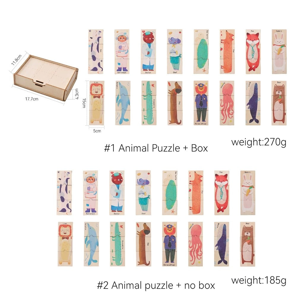 Montessori Wooden Rotating Animal Puzzle – Educational Logic Toy for Toddlers 2–5 Years