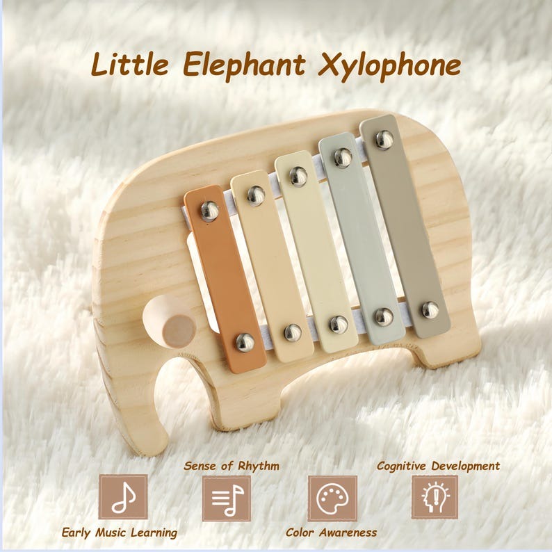 Wooden Baby Xylophone Toy, Montessori Musical Instrument with Mallet, Early Music & Fine Motor Skills, Ages 1–3