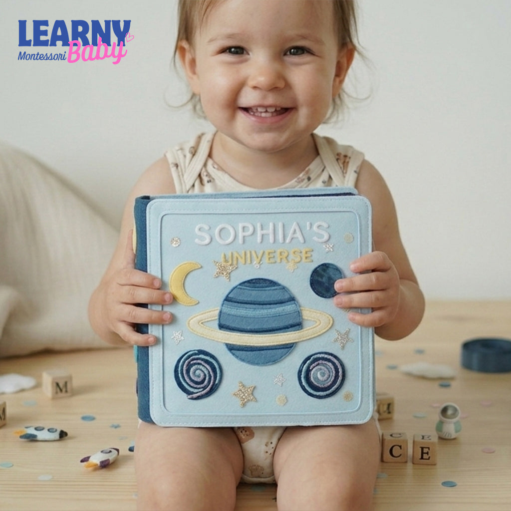 Personalized Felt Quiet Book, Custom Space Quiet Book, Handmade Montessori Busy Book, Felt Activity Book for Toddlers, Baby Birthday Gift