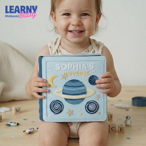 Personalized Felt Quiet Book, Custom Space Quiet Book, Handmade Montessori Busy Book, Felt Activity Book for Toddlers, Baby Birthday Gift QBLB08