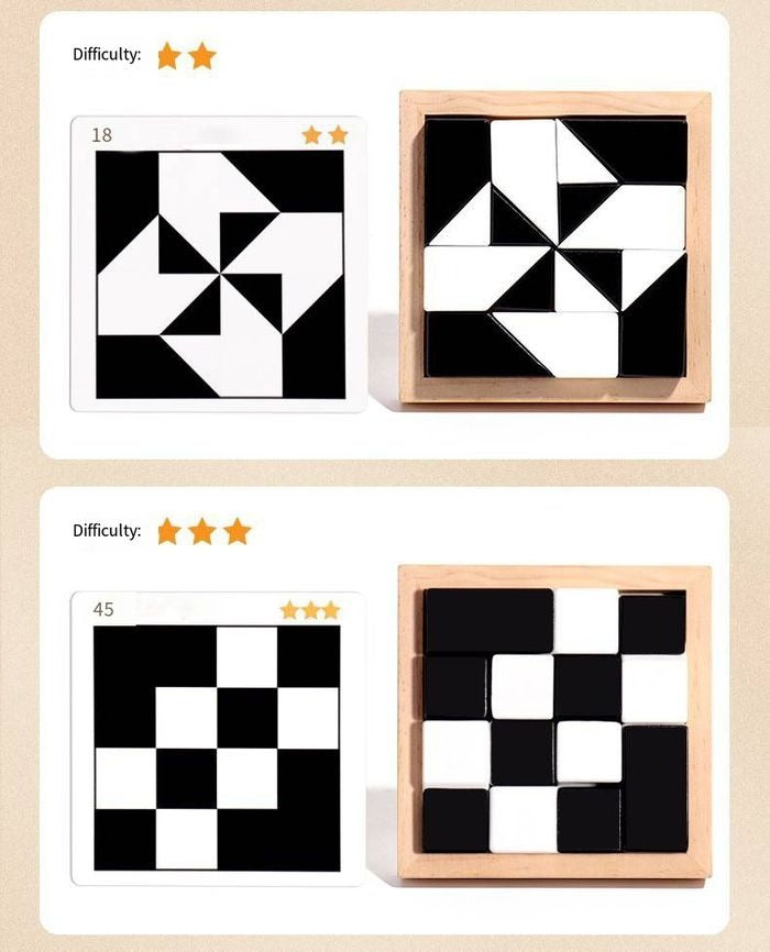 Wooden Logic Puzzle Toy for Kids, Montessori Spatial Thinking Game with 80 Challenges, Brain Training Ages 5–10