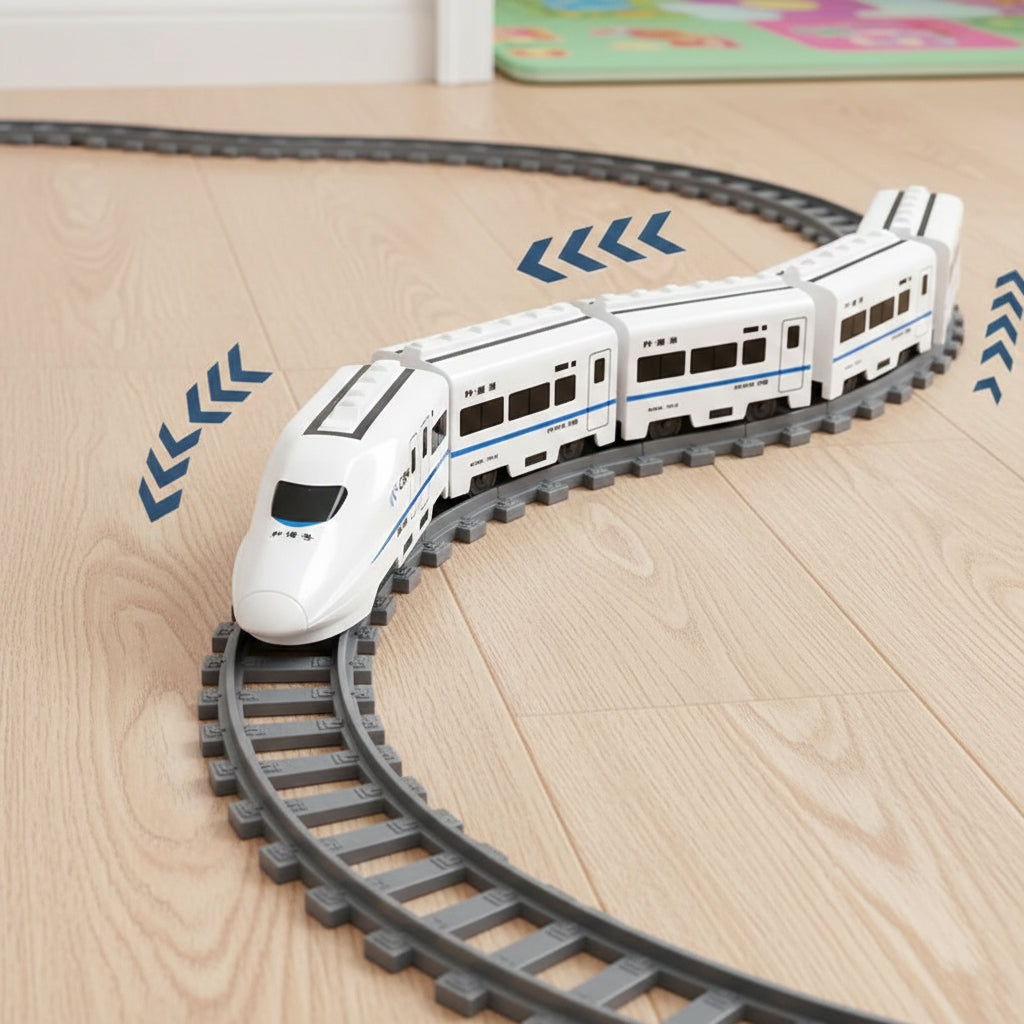 Smart Chain Train Kids Toy, Kids DIY High-Speed Railway Train Set with Sound & Light