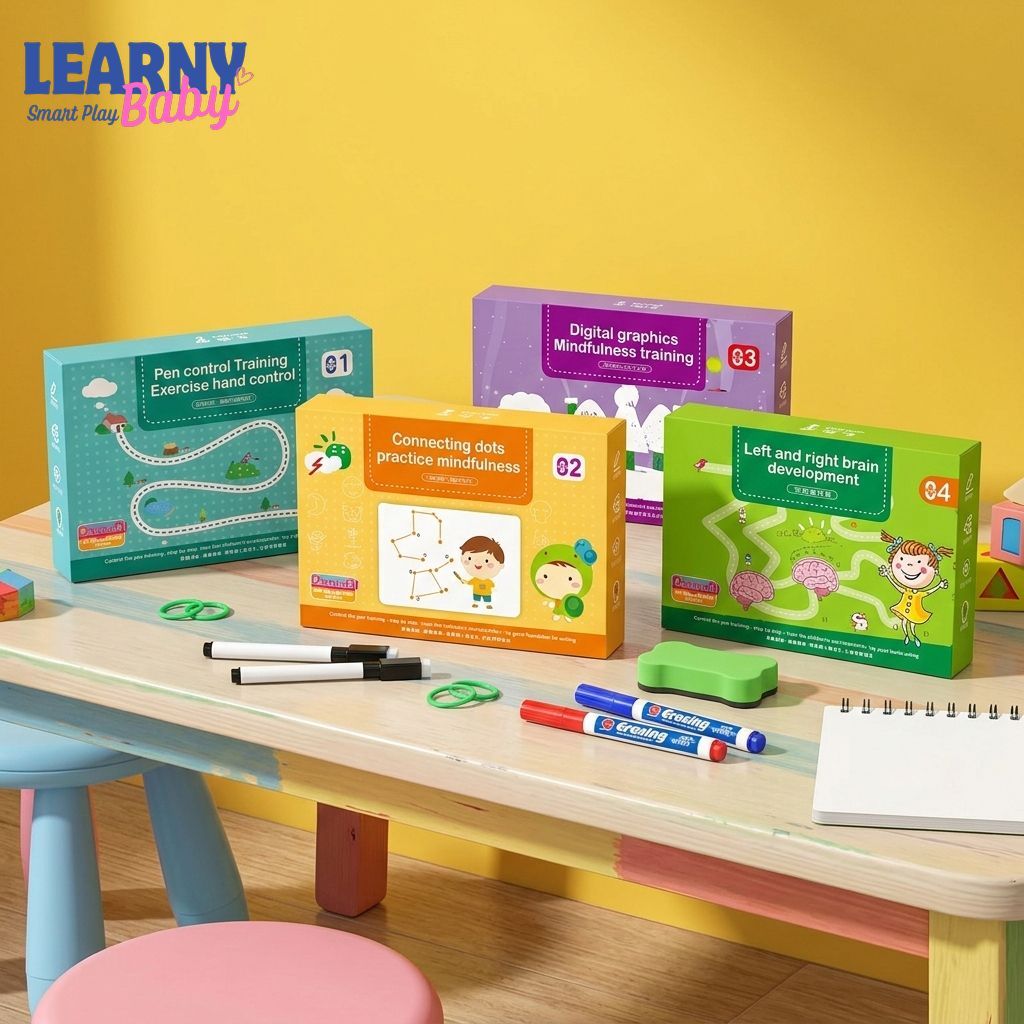 Montessori Stroke Line, Letter & Number Practice Copybook with Erasable Pens (Ages 3–6)