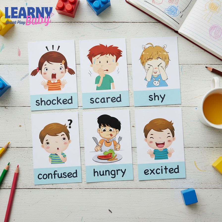 12PCS Montessori Baby Learning Flashcards – Cartoon English Flash Cards for Kids, Fun Memory Exercise Educational Game Toy