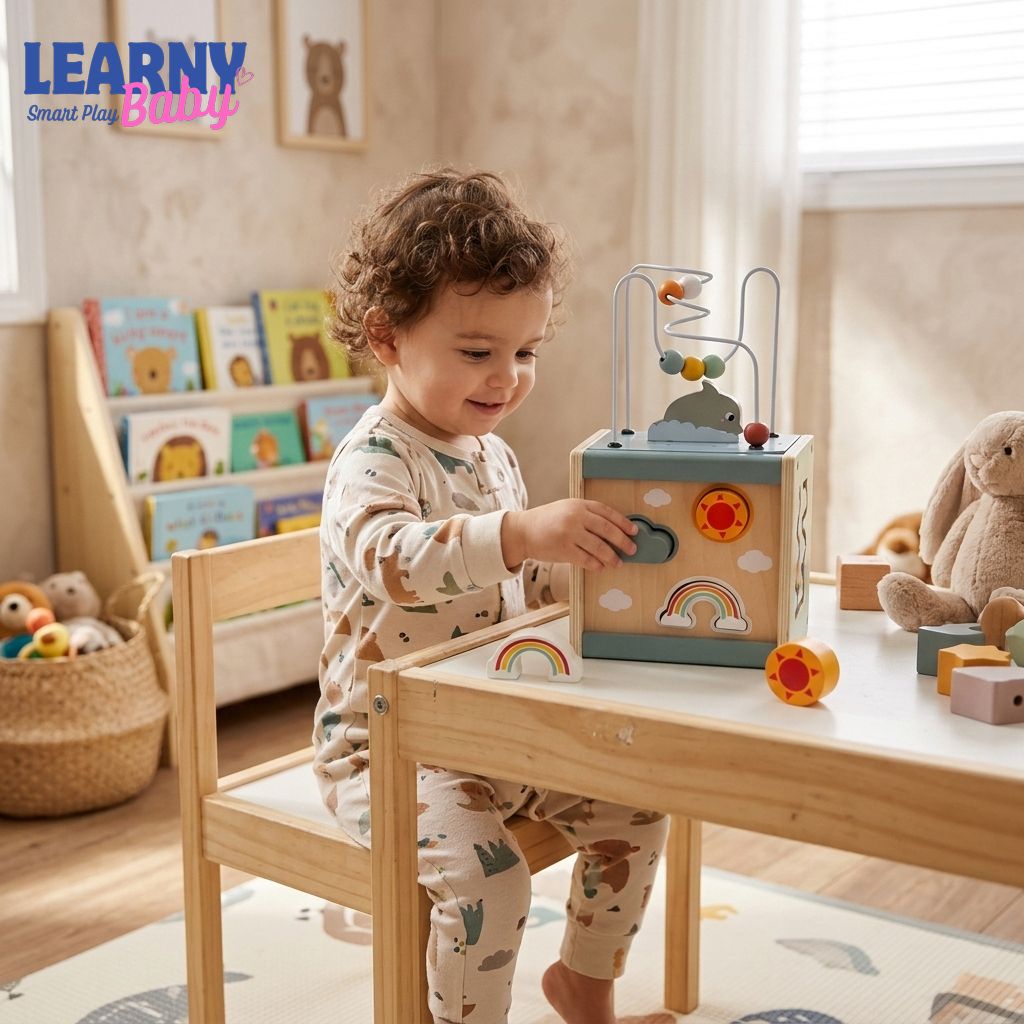 Baby Sensory Learning Toy with Shape Sorter, Bead Maze & Fine Motor Activities (6–12 Months+)