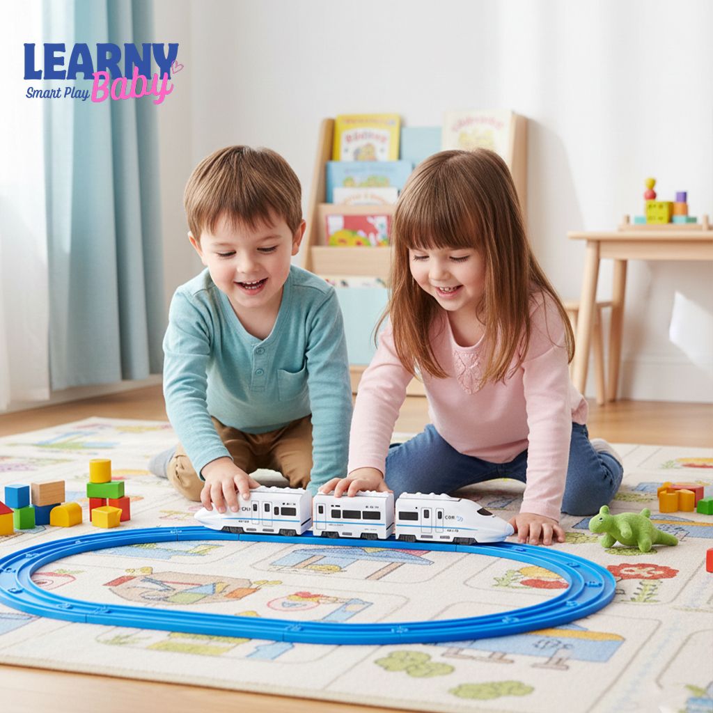 Smart Chain Train Kids Toy, Kids DIY High-Speed Railway Train Set with Sound & Light
