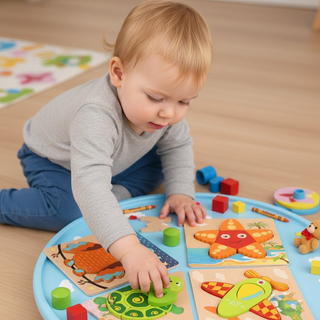 High Quality 3D Wooden Puzzle for Kids – Cartoon Animal & Traffic Jigsaw, Early Learning Cognitive Game Toy for Children Ages 3-6