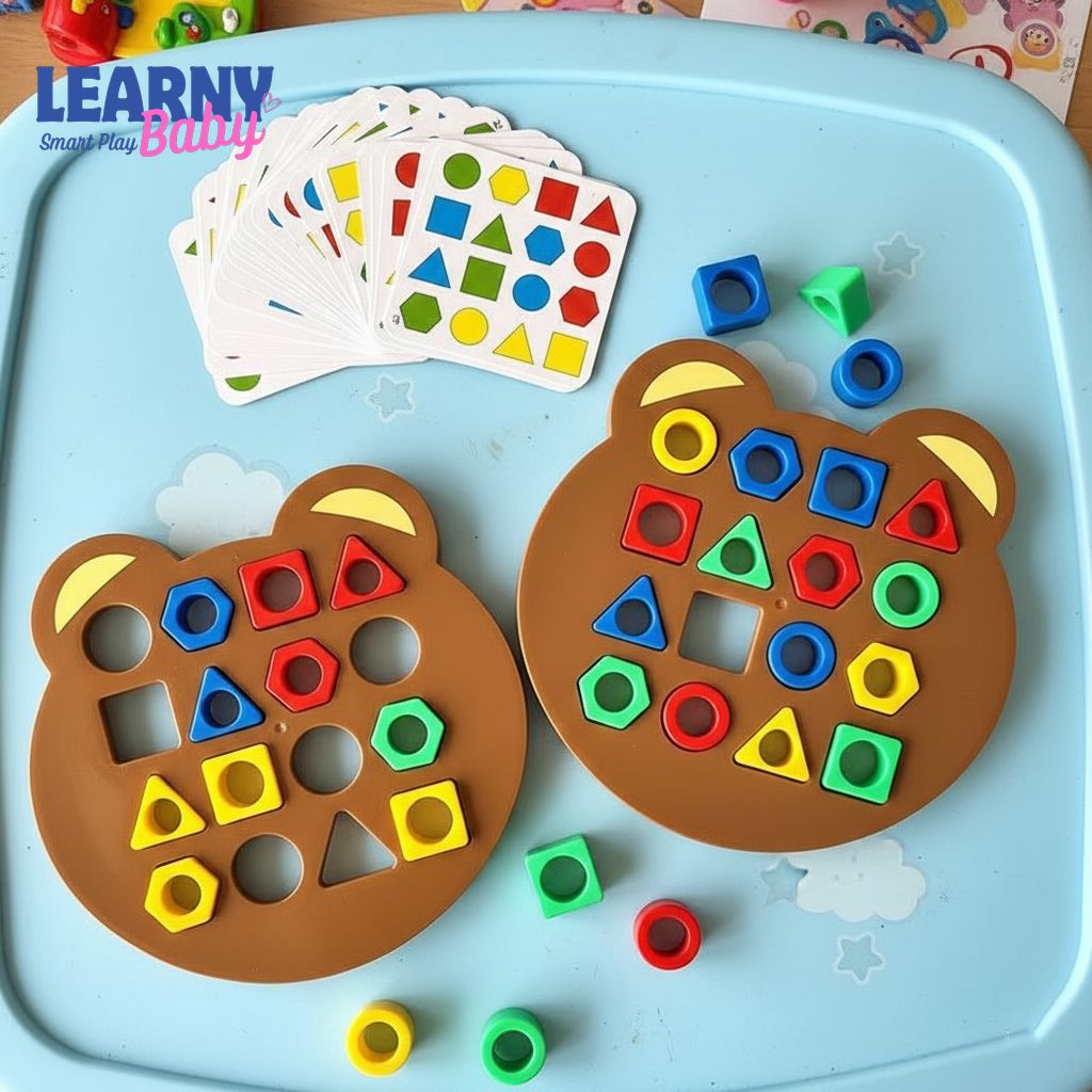 Montessori Wooden Shape Sorting Puzzle for Toddlers, Geometric Matching Educational Toy for Cognitive Learning and Fine Motor Skills