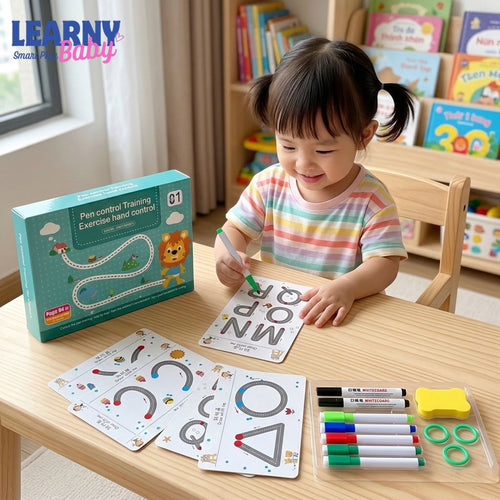 Montessori Stroke Line, Letter & Number Practice Copybook with Erasable Pens (Ages 3–6)