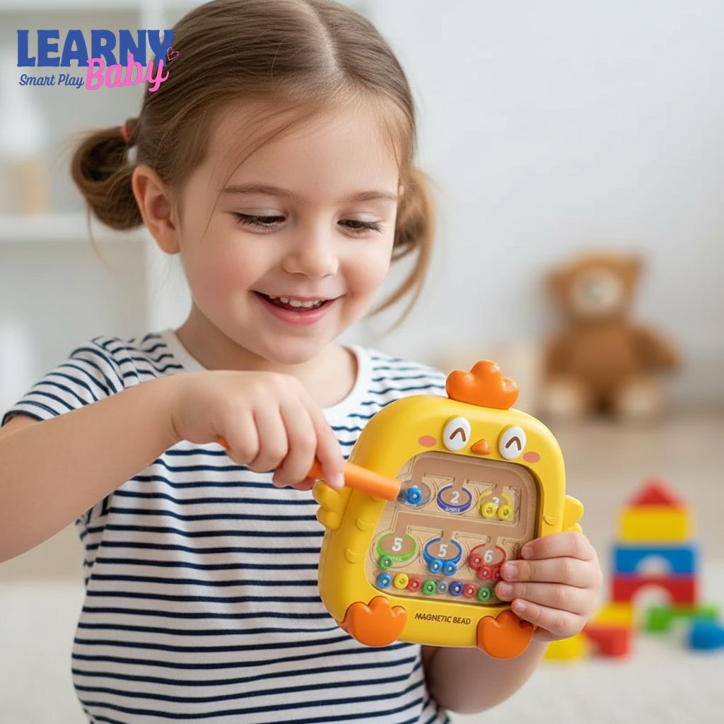 Montessori Magnetic Bead Maze Toy for Toddlers, Color Sorting Counting Game, Fine Motor Skills Learning Board, Preschool Educational Toy
