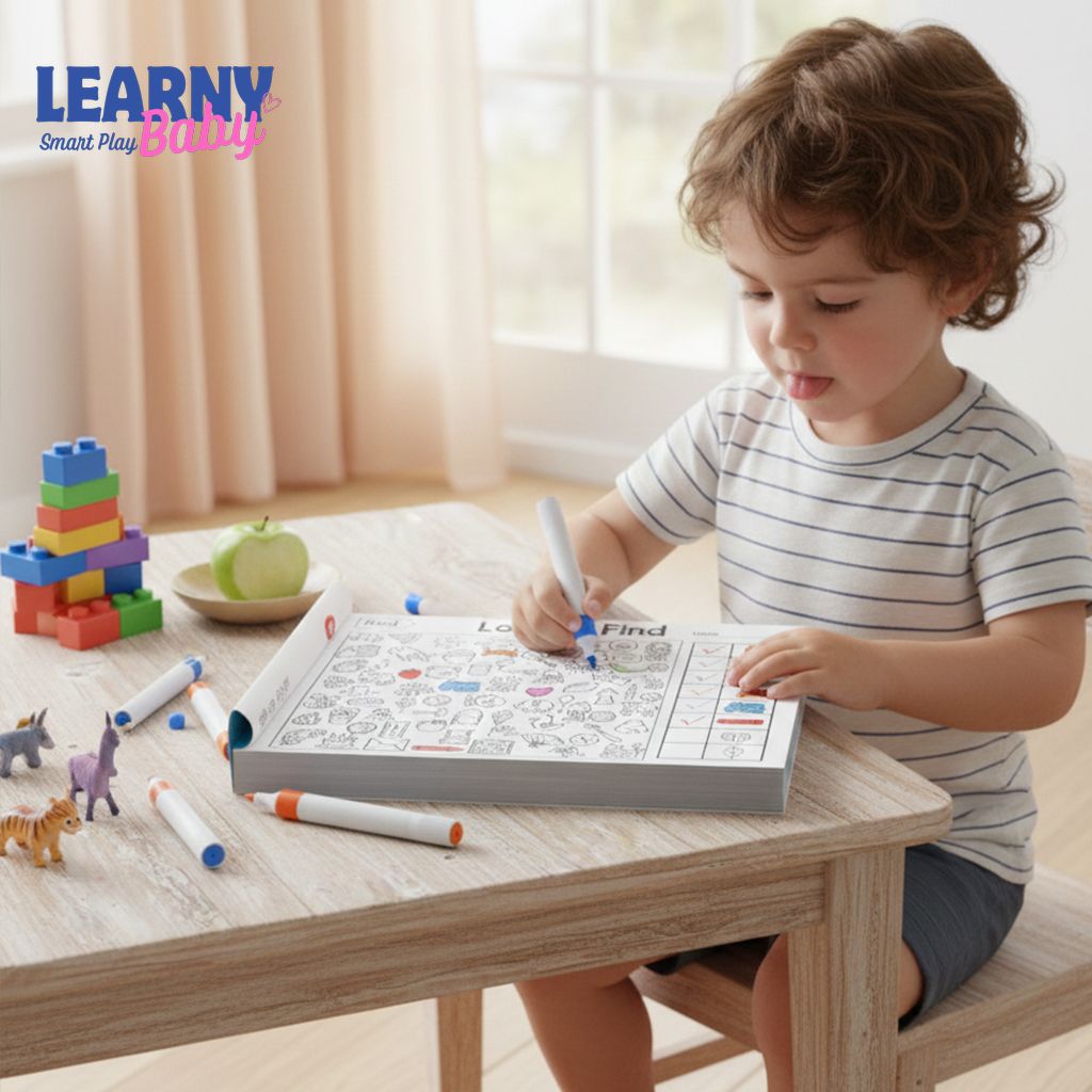 Children's Search for Items Game & Coloring Book - Enhance Visual Perception, Focus, Attention, and Handwriting Skills for Kids 3+