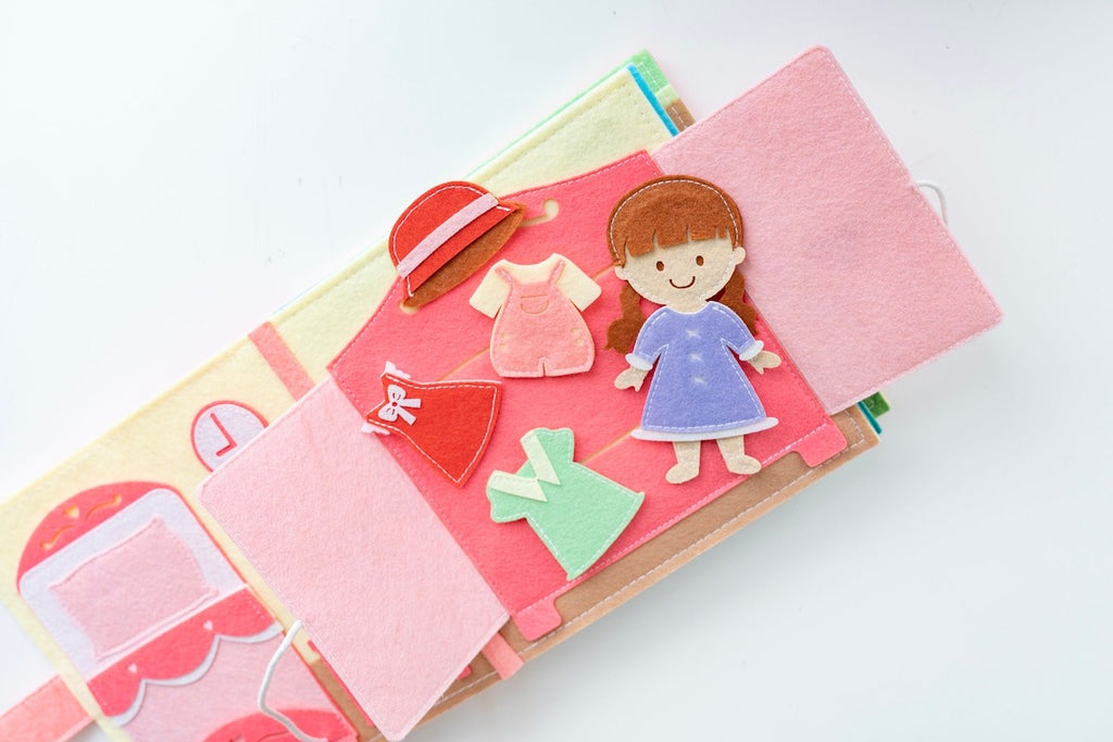 Dollhouse Felt Quiet Book for Toddlers – Daily Routine Busy Book, Montessori Soft Activity Book for Kids