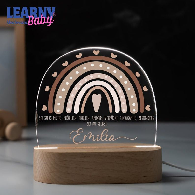 Custom Rainbow Nursery Lamp, Personalized Acrylic Night Light, Baby Birthday Gift for Kids NL10