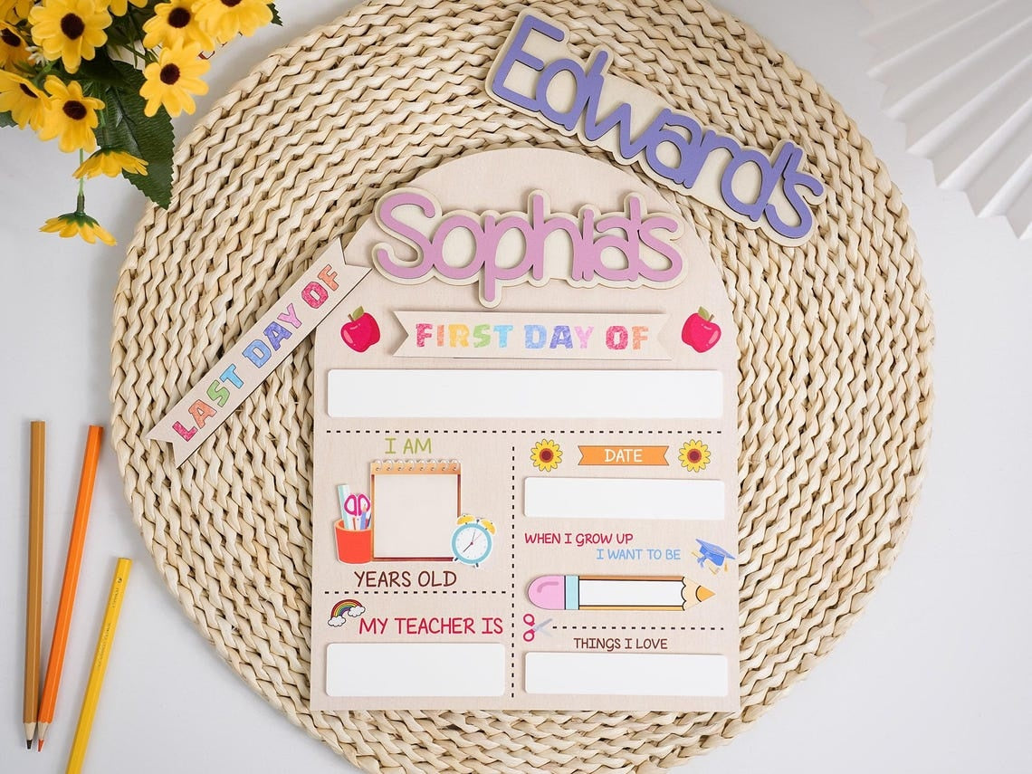 Custom First Last Day of School Sign, Back to School Sign, Preschool, Kindergarten 1st Day of School Sign, School Board