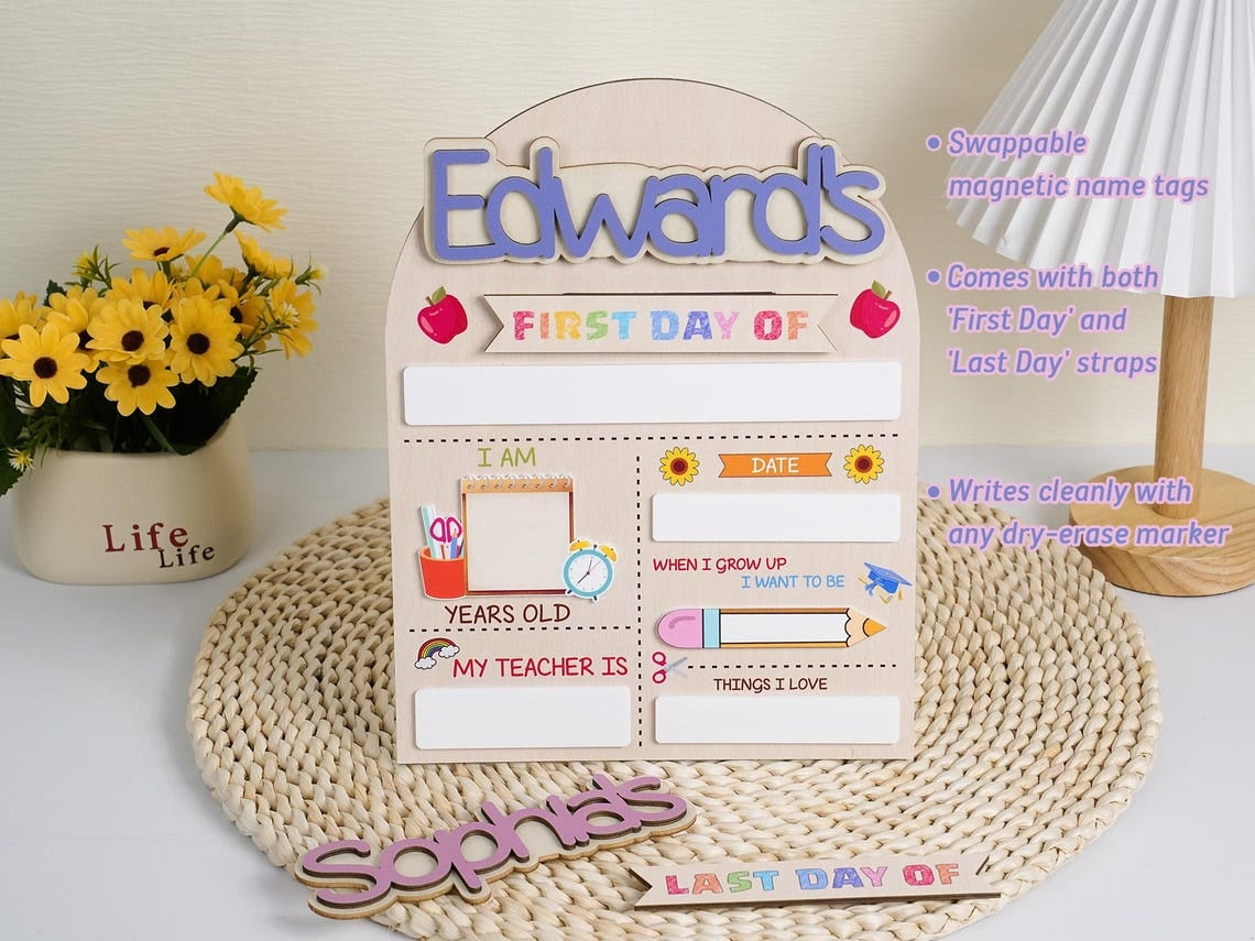 Custom First Last Day of School Sign, Back to School Sign, Preschool, Kindergarten 1st Day of School Sign, School Board