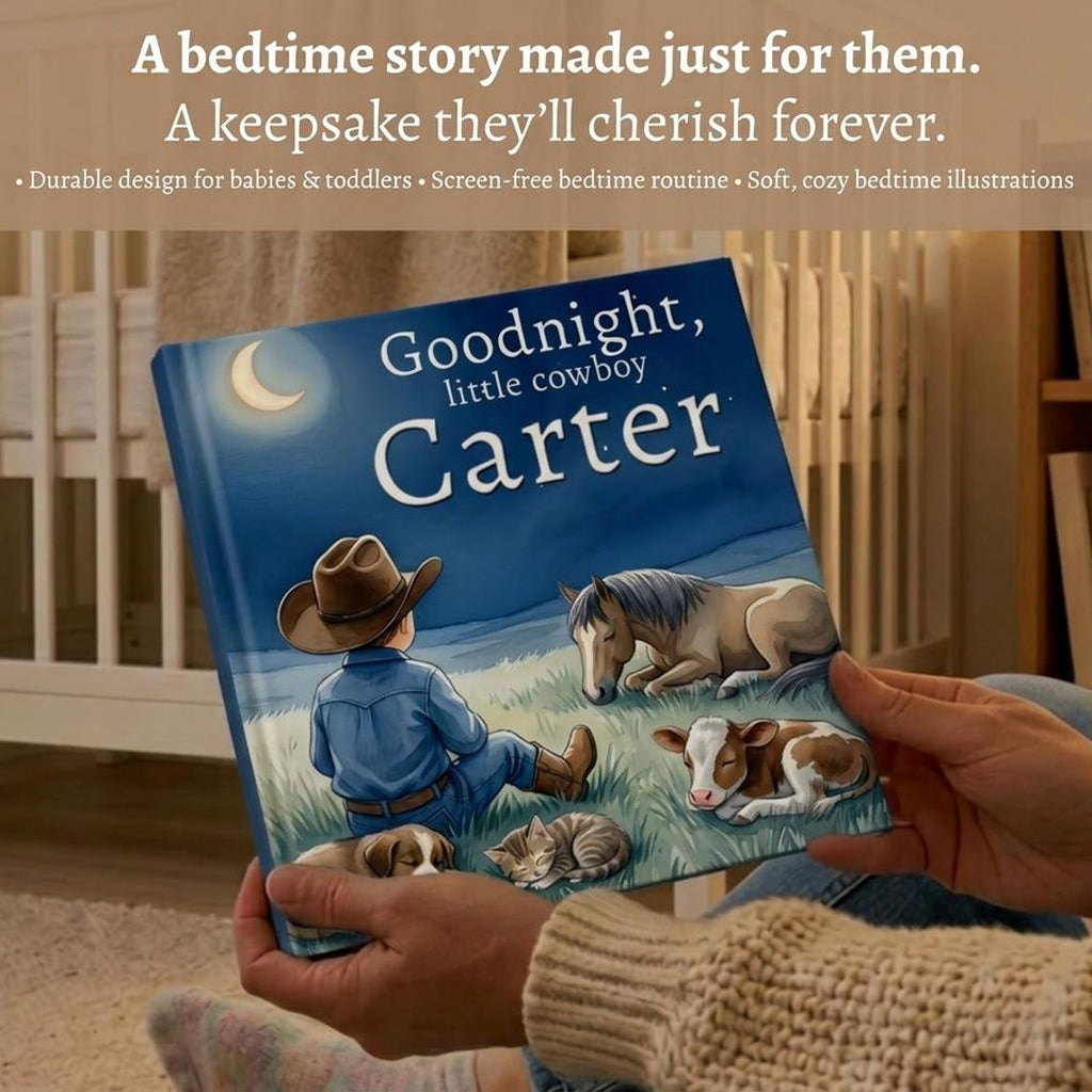 Personalized Cowboy Bedtime Story Book, Custom Little Cowboy Book, Western Nursery Decor Gift, Cowboy Theme Baby Keepsake, Baby Shower Gift