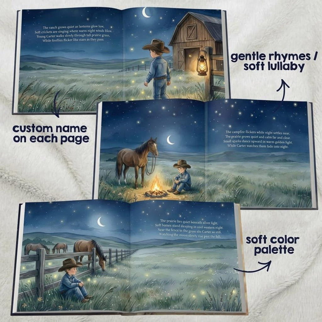 Personalized Cowboy Bedtime Story Book, Custom Little Cowboy Book, Western Nursery Decor Gift, Cowboy Theme Baby Keepsake, Baby Shower Gift
