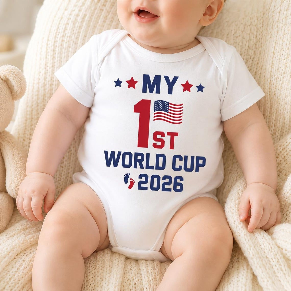 Personalized World Cup 2026 Baby Bodysuit, Custom Name Soccer Onesie, First Tournament Outfit, Newborn Fan Jersey Gift, Front Back Print
