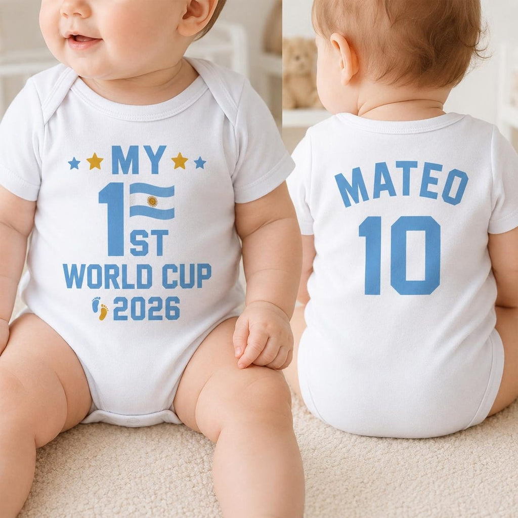 Personalized World Cup 2026 Baby Bodysuit, Custom Name Soccer Onesie, First Tournament Outfit, Newborn Fan Jersey Gift, Front Back Print