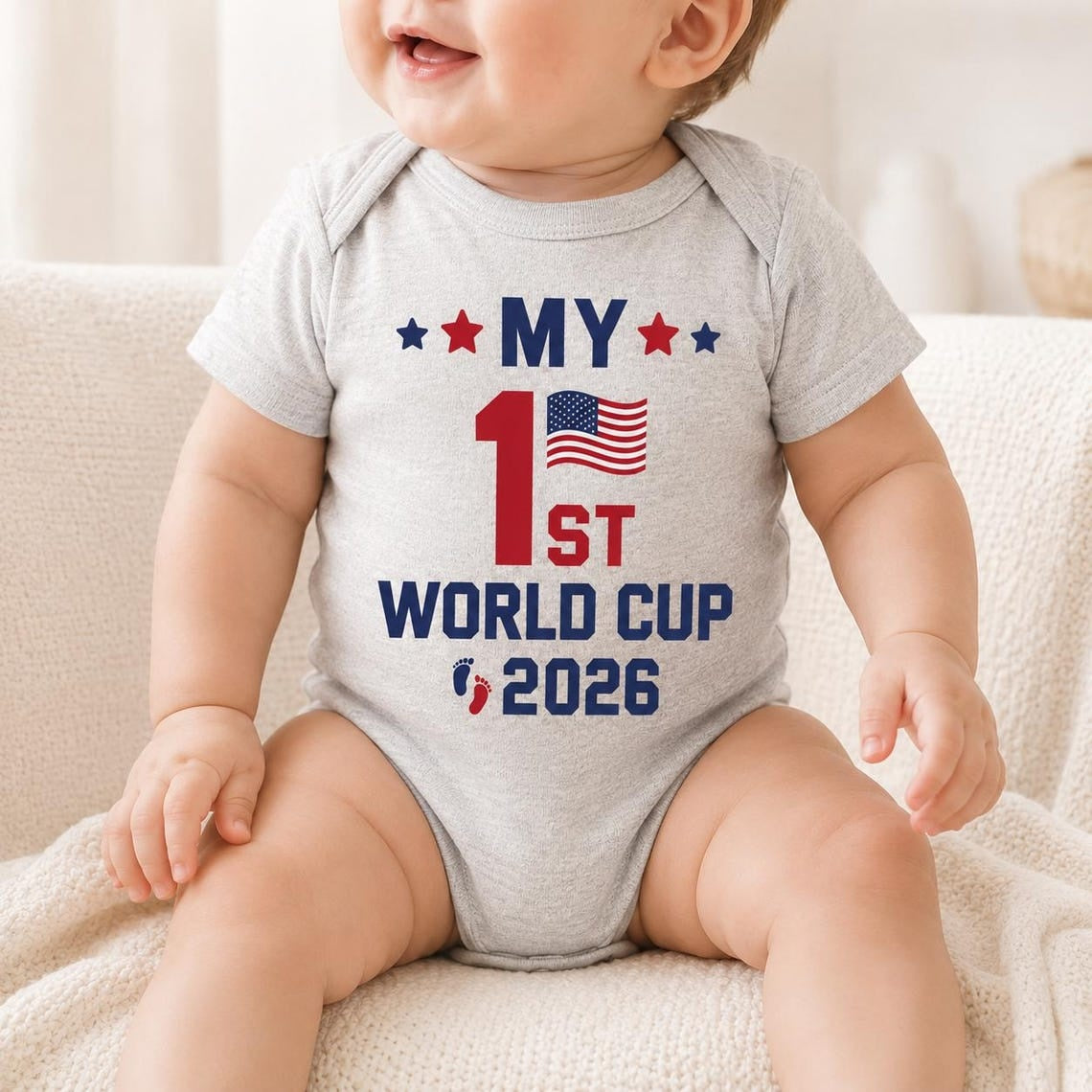 Personalized World Cup 2026 Baby Bodysuit, Custom Name Soccer Onesie, First Tournament Outfit, Newborn Fan Jersey Gift, Front Back Print