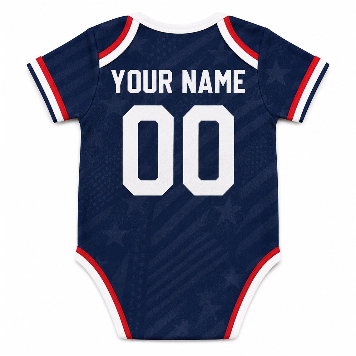 Personalized USA Coast Baby Bodysuit, Custom Name Number Infant Soccer Outfit, USA Baby Jersey