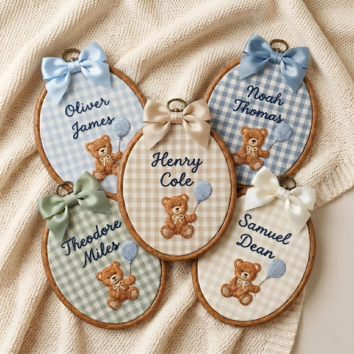 Personalized Embroidered Teddy Bear Baby Name Hoop, Baby Name Reveal Sign Heirloom, Baby Name Wall Decor, Baby Shower Gift, Newborn Keepsake