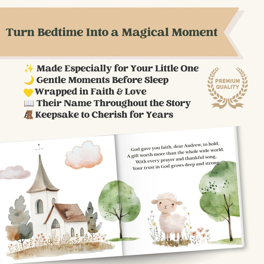 Personalized Baptism Baby Book Gift for Boy Girl, Custom Farm Baby Book with Name, First Year Baby Storybook, Faith Grandbaby Gift Idea