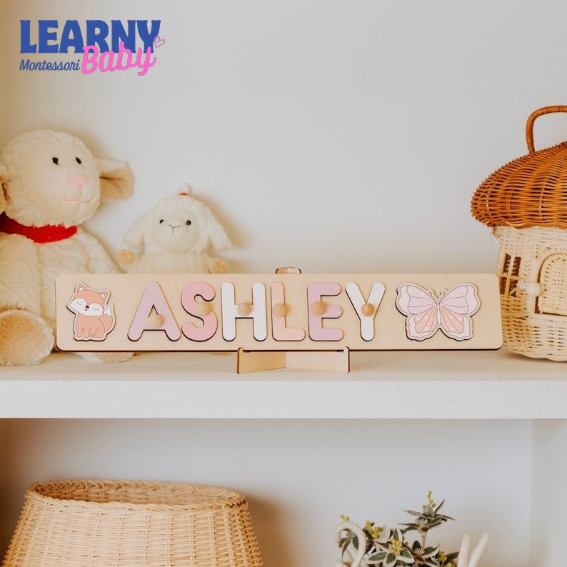 Personalized Name Puzzle With Pegs, New Christmas Gifts for Kids, Wooden Toys, Baby Shower, First Birthday 1st Gifts, Wood Name Puzzle BBLB20