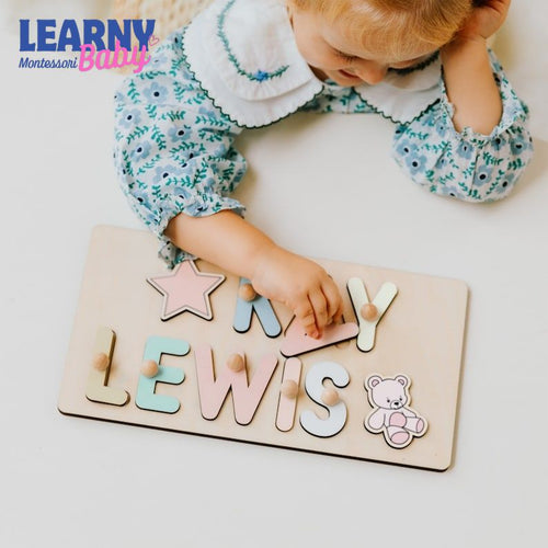 Personalized Name Puzzle With Pegs, New Christmas Gifts for Kids, Wooden Toys, Baby Shower, First Birthday 1st Gifts, Wood Name Puzzle BBLB20
