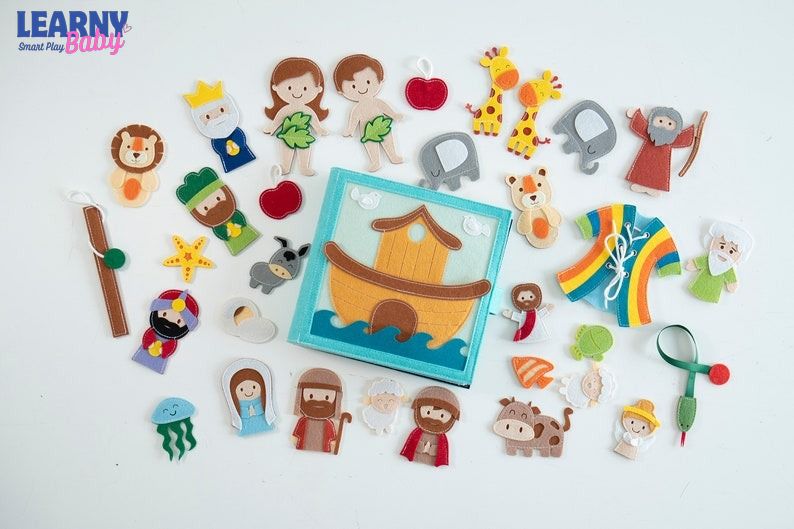 Handmade Bible Quiet Book, Felt Storybook, Baptism Gift, toddler Busy Book, Quiet Book, Busy Book, Bibile Story Book