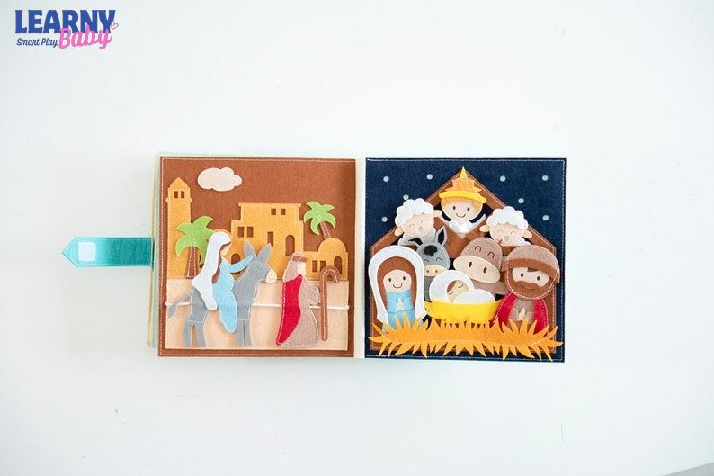 Handmade Bible Quiet Book, Felt Storybook, Baptism Gift, toddler Busy Book, Quiet Book, Busy Book, Bibile Story Book