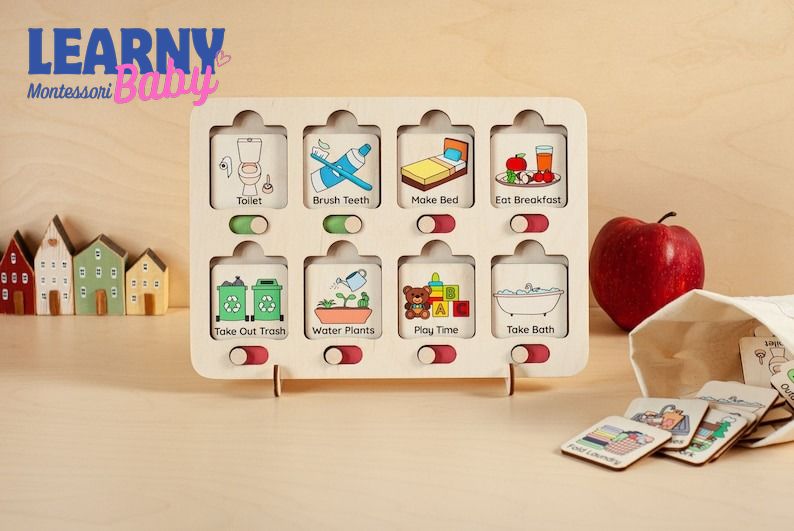 Chore Chart For Kids, Learning Wooden Toys, Chore List, Montessori Toys 2 Year Old, Kids Routine Chart, Visual Chore Chart, Toddler gifts