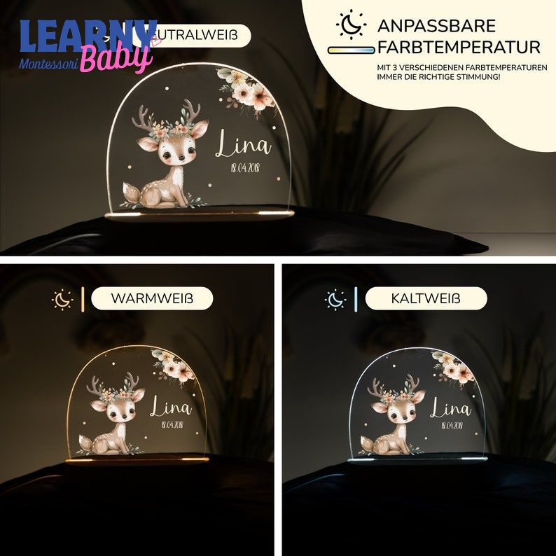 Personalized Children’s LED Night Light, Custom Acrylic Night Lamp, Baby Birth Gift, Christening Gift  NL08