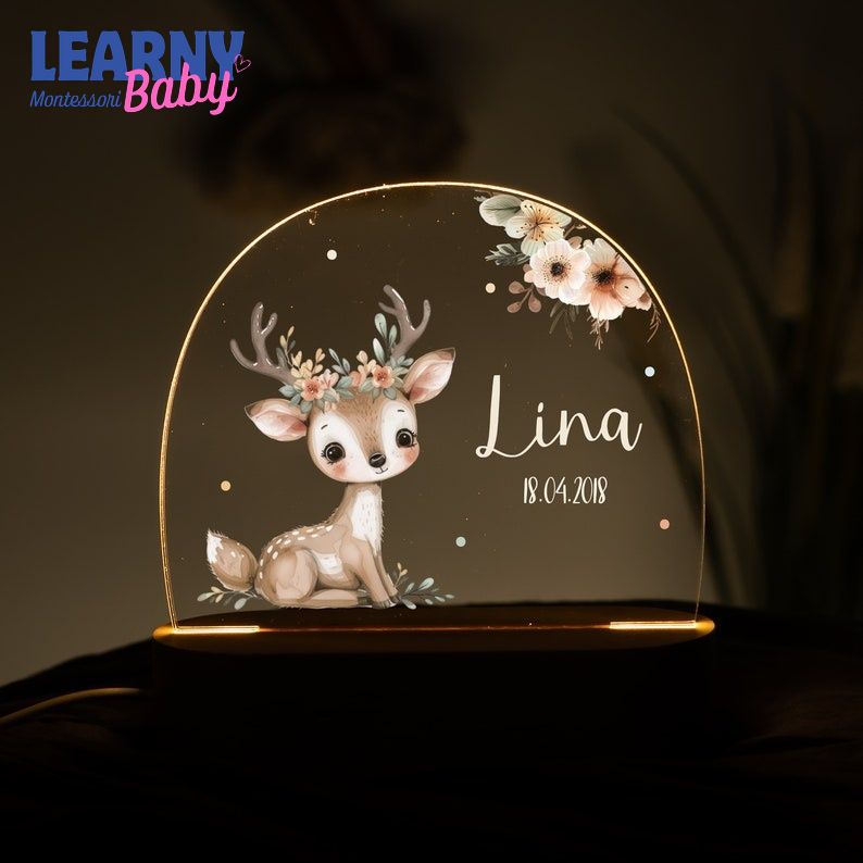 Personalized Children’s LED Night Light, Custom Acrylic Night Lamp, Baby Birth Gift, Christening Gift  NL08