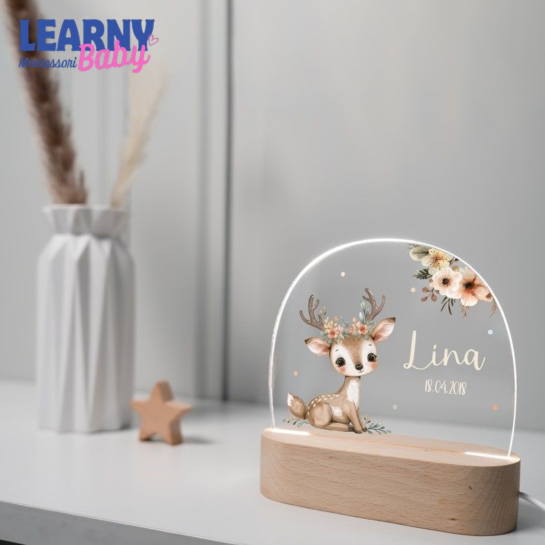 Personalized Children’s LED Night Light, Custom Acrylic Night Lamp, Baby Birth Gift, Christening Gift  NL08