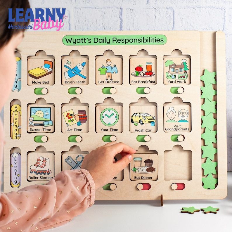 Chore chart for kids, Montessori toy, Toddler routine chart, Homeschool planner, Visual schedule, Responsibility chart, Birthday kids gifts