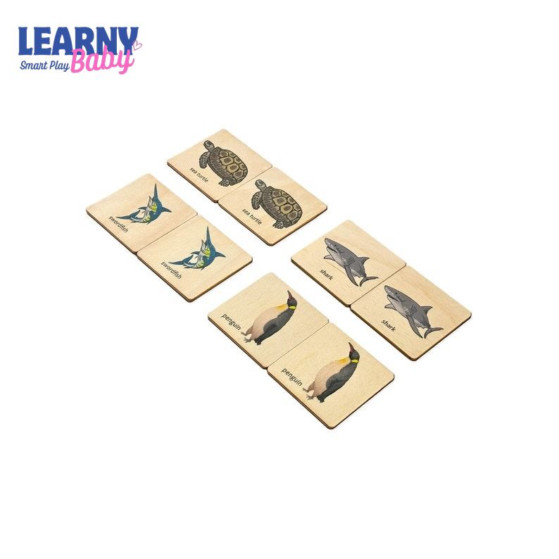 Wooden Montessori Ocean Animals Memory Game, Sea Life Matching Puzzle, Early Cognitive & Memory Skills, Ages 2–5 FCLB10